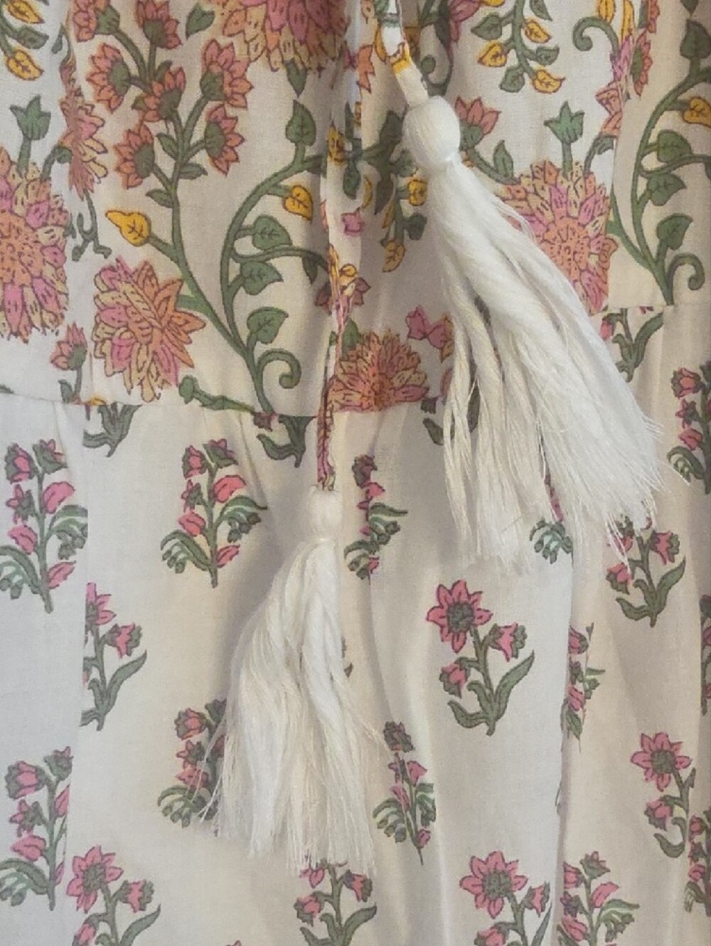 Japna Cotton Cream Maxi Dress with Pink Floral Print Size XL - Picture 11 of 16
